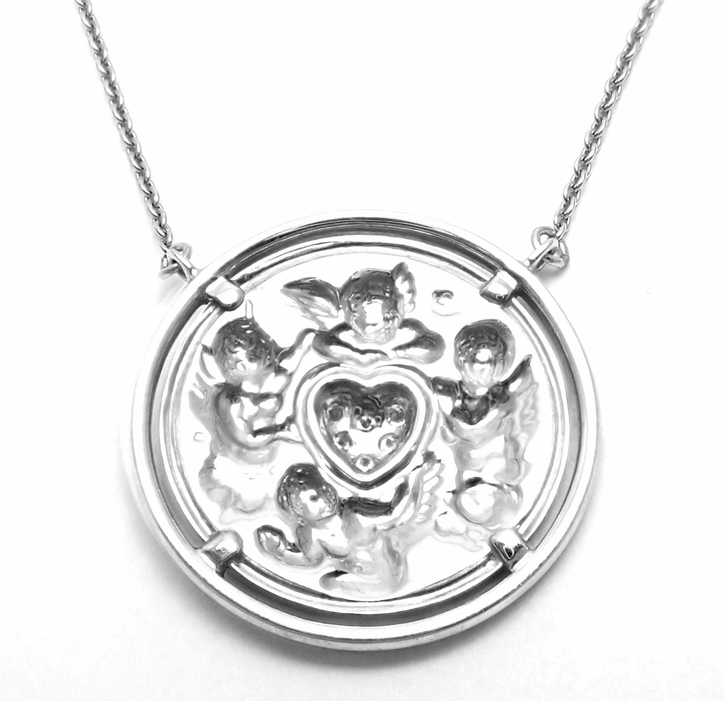 Carrera Y Carrera Diamond Heart Angel White Gold Pendant Necklace 2