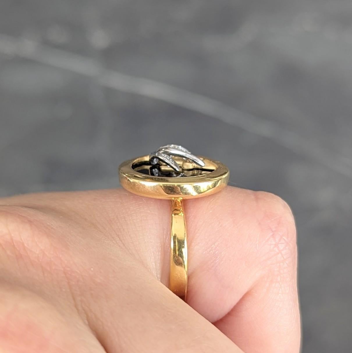 Carrera y Carrera Diamond Onyx 18 Karat Gold Baile de Bambú Signet Bamboo Ring im Angebot 5