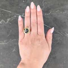 Carrera y Carrera Diamond Onyx 18 Karat Gold Baile de Bambú Signet Bamboo Ring
