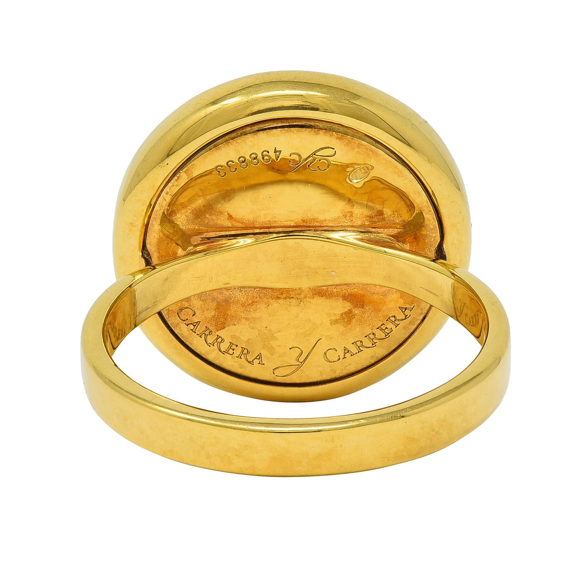 Carrera y Carrera Diamond Onyx 18 Karat Gold Baile de Bambú Signet Bamboo Ring im Zustand „Hervorragend“ im Angebot in Philadelphia, PA