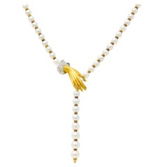 Carrera Y Carrera Diamond Pearl 18 Karat Gold Las Manos Strand Necklace