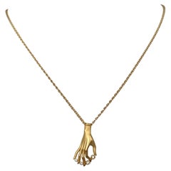 Carrera y Carrera Diamant-Anhänger-Halskette mit Handmotiv K18 Gelbgold