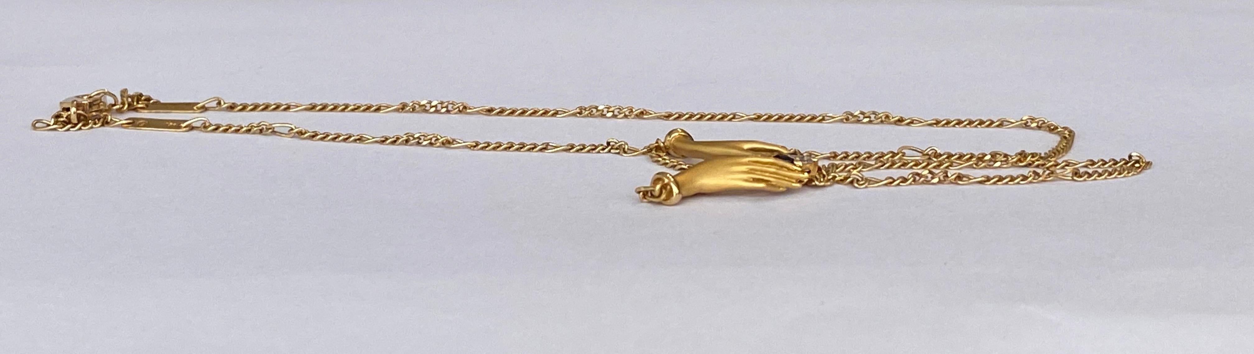 Carrera y Carrera Diamant-Anhänger Saphir-Halskette Handmotiv K18 Gelbgold 4
