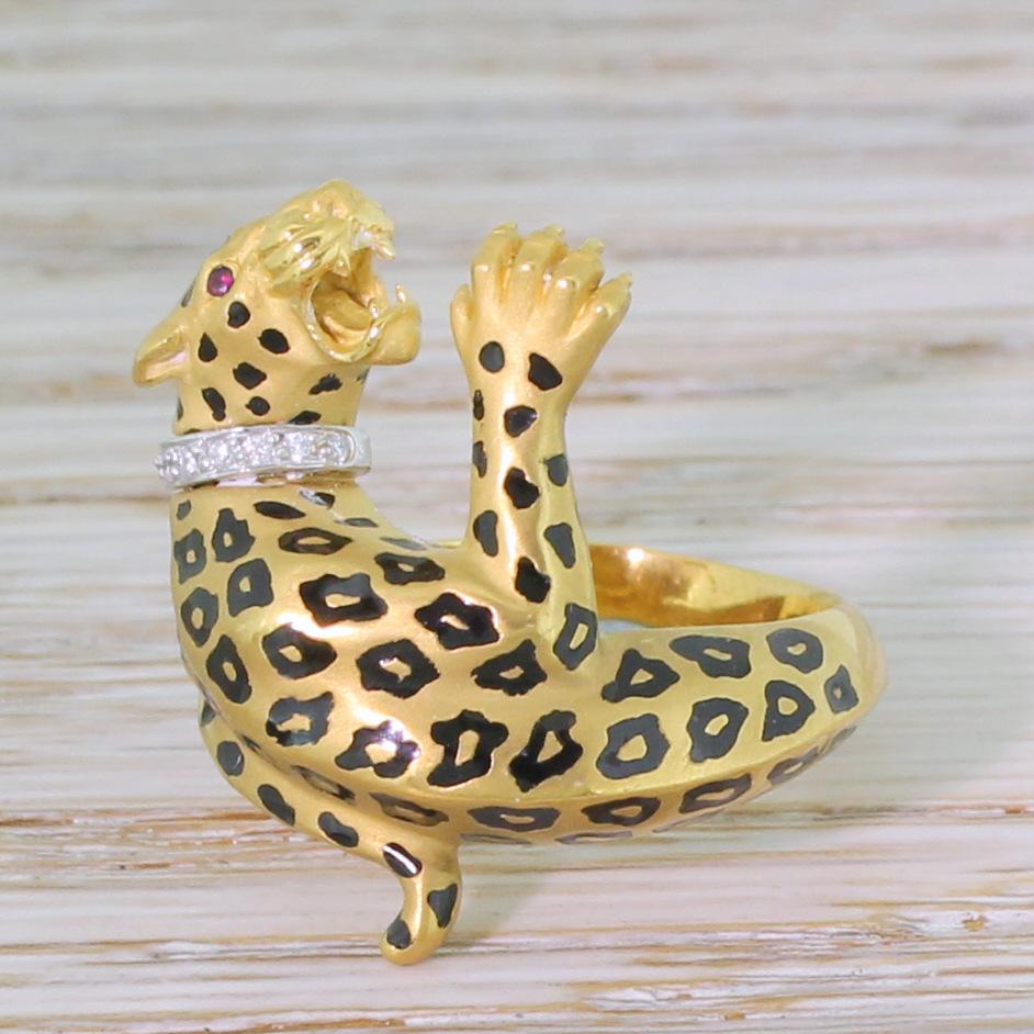 The stunning Carrera y Carrera leopard ring. This discontinued model by Spain’s most celebrated jewellery house is depicts a leopard elegantly wound around the finger, with incredible workmanship detailing each individual claw and fang. The cats