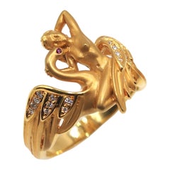 Anillo «Diamond Ruby Swan» de Carrera y Carrera en oro amarillo de 18 quilates