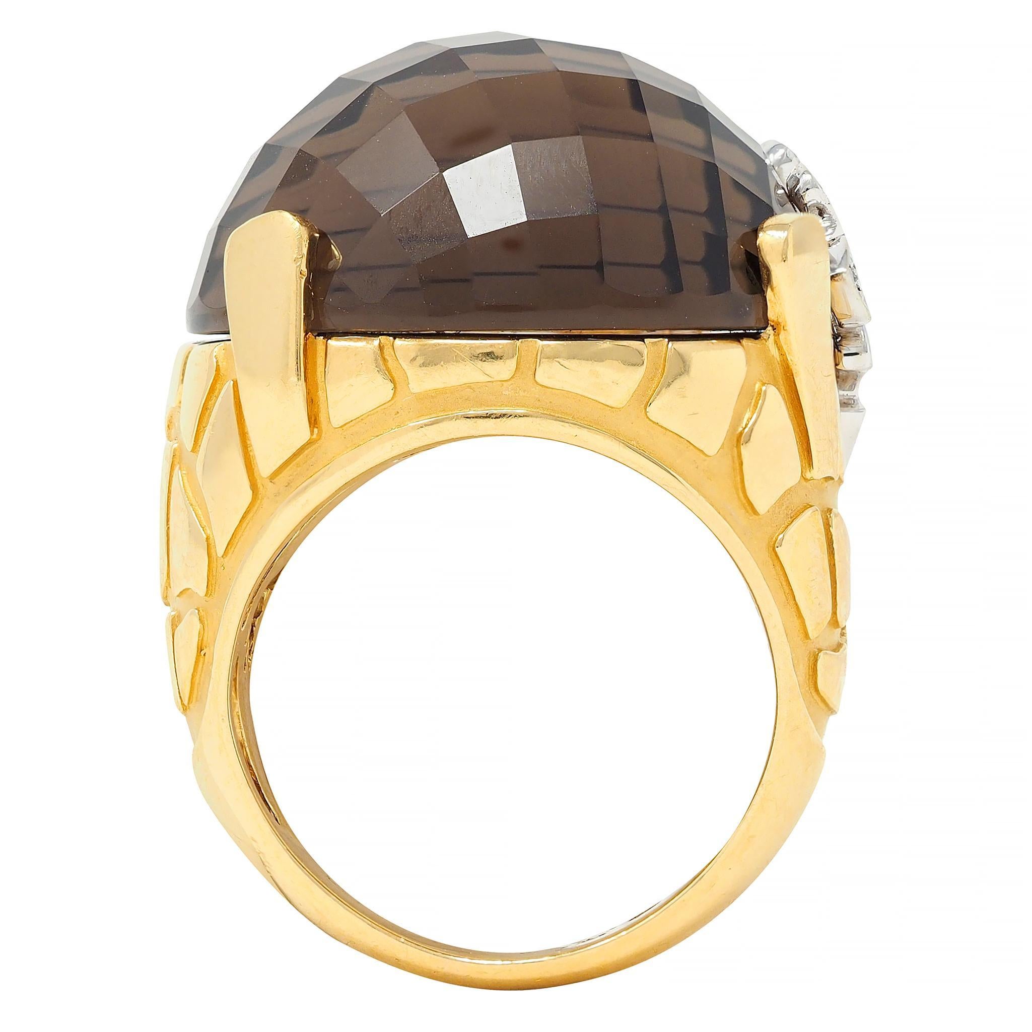 Carrera y Carrera Anello Giraffa in oro bicolore 18 carati con diamante e quarzo fumé in vendita 5