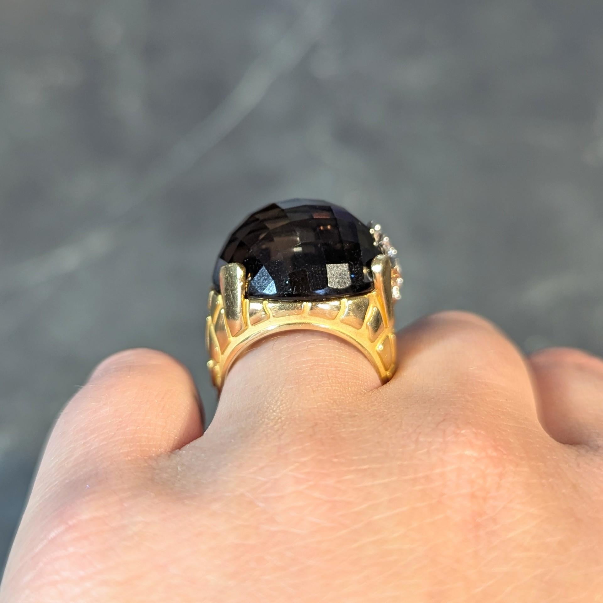 Carrera y Carrera Anello Giraffa in oro bicolore 18 carati con diamante e quarzo fumé in vendita 10