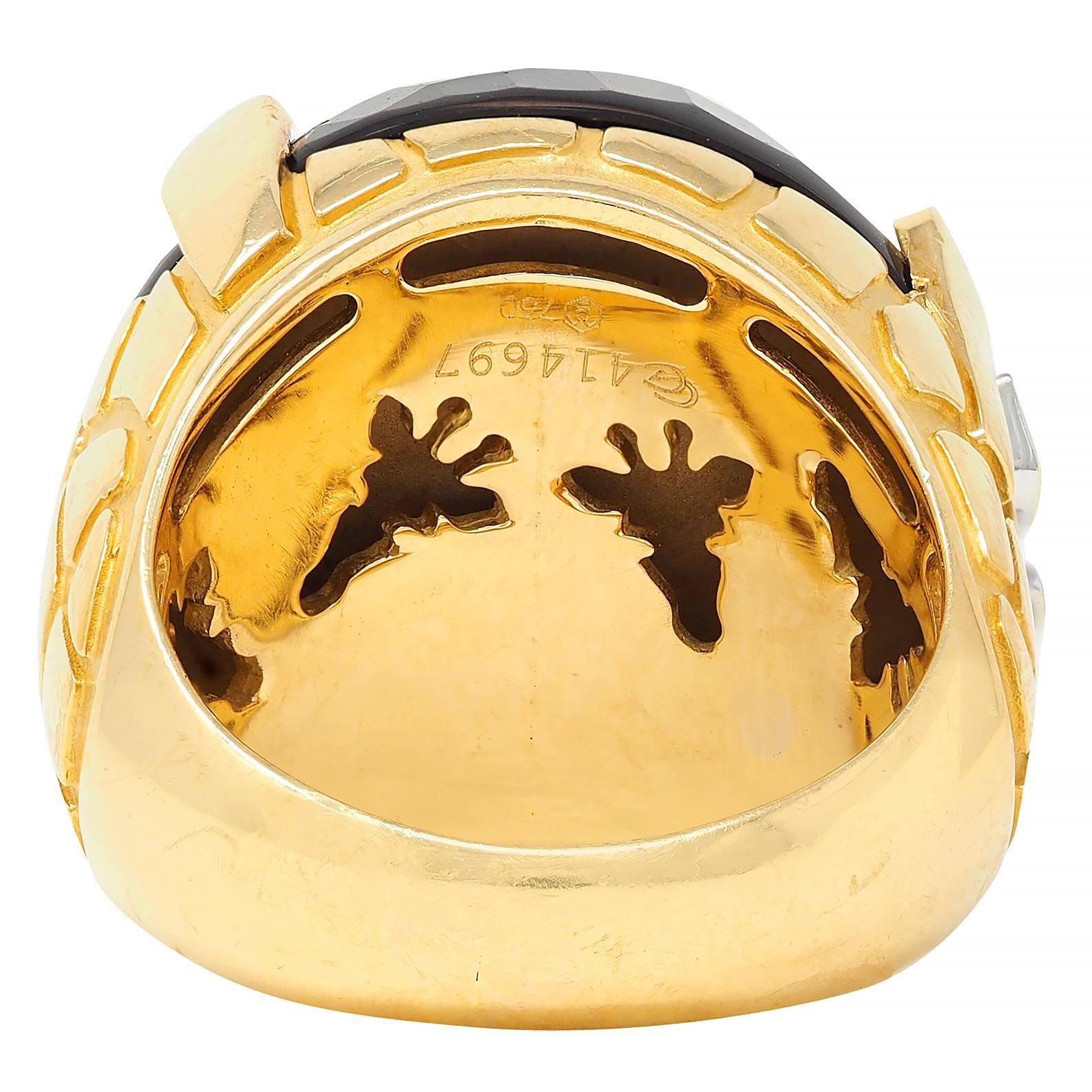 Carrera y Carrera Anello Giraffa in oro bicolore 18 carati con diamante e quarzo fumé in vendita 1