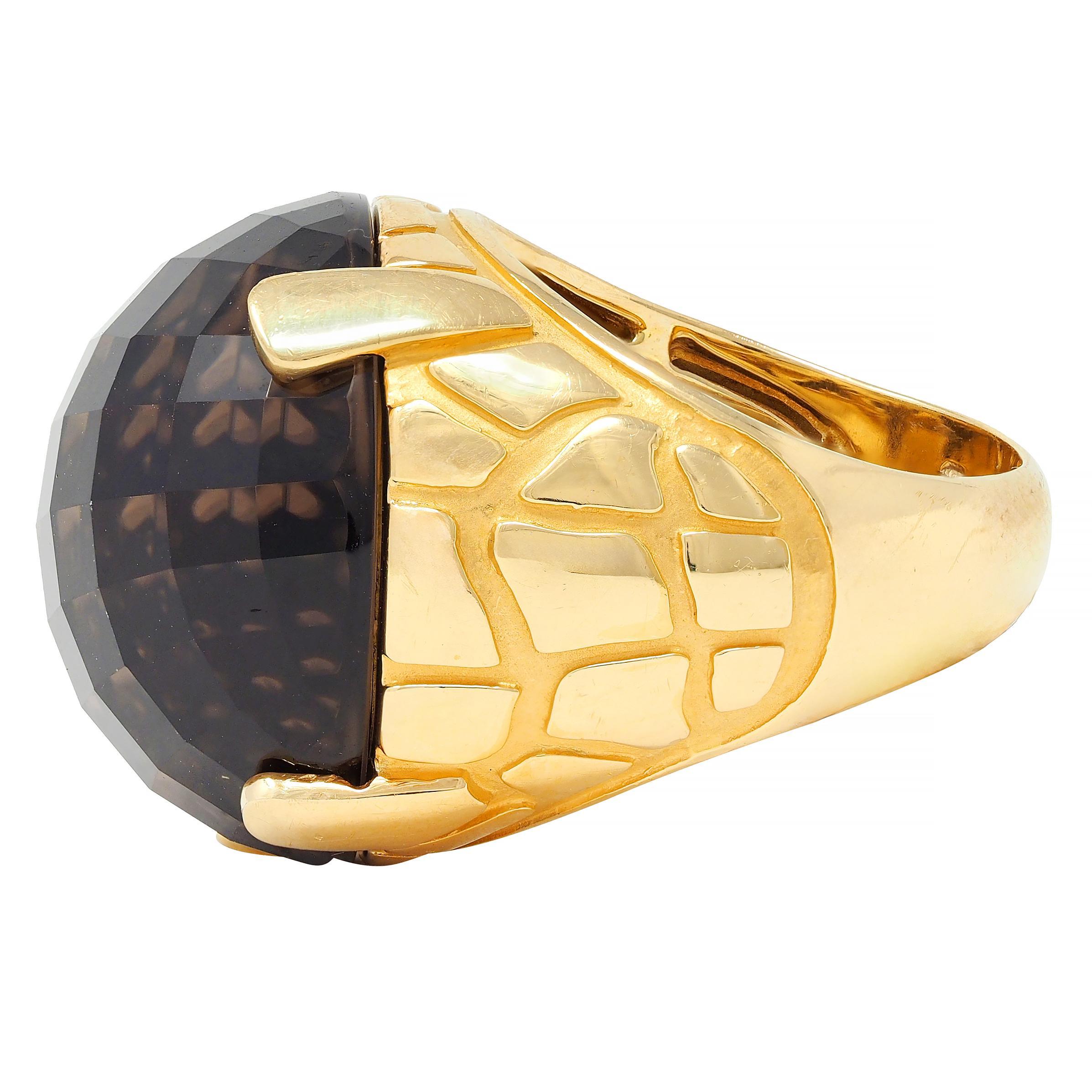 Carrera y Carrera Anello Giraffa in oro bicolore 18 carati con diamante e quarzo fumé in vendita 2