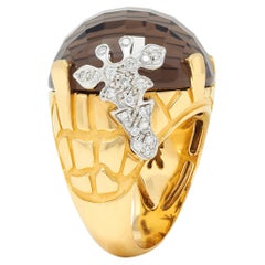 Carrera y Carrera Diamond Smoky Quartz 18 Karat Two-Tone Gold Giraffe Ring