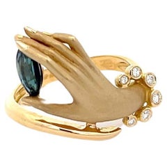 Carrera Y Carrera Diamant-Handring aus 18 Karat Gelbgold mit Saphir und Diamant