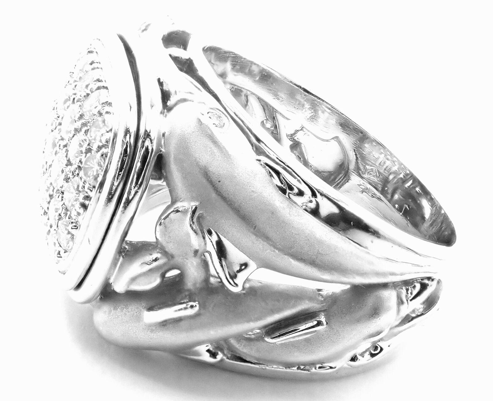 Women's or Men's Carrera y Carrera Dolphin Motif Diamond White Gold Ring For Sale