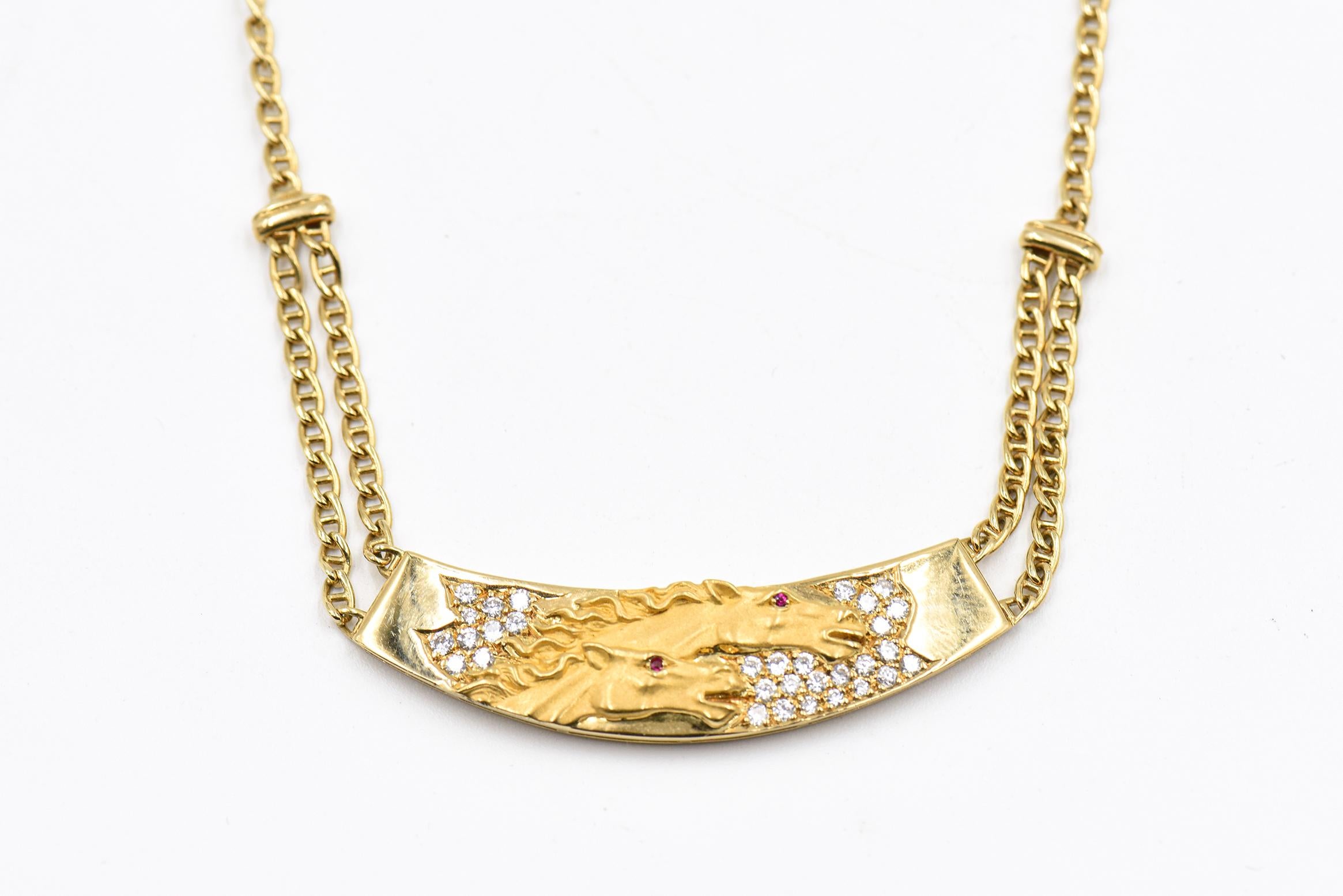 Carrera Y Carrera Double Horse Head Diamond Gold Bracelet Necklace Ring 10