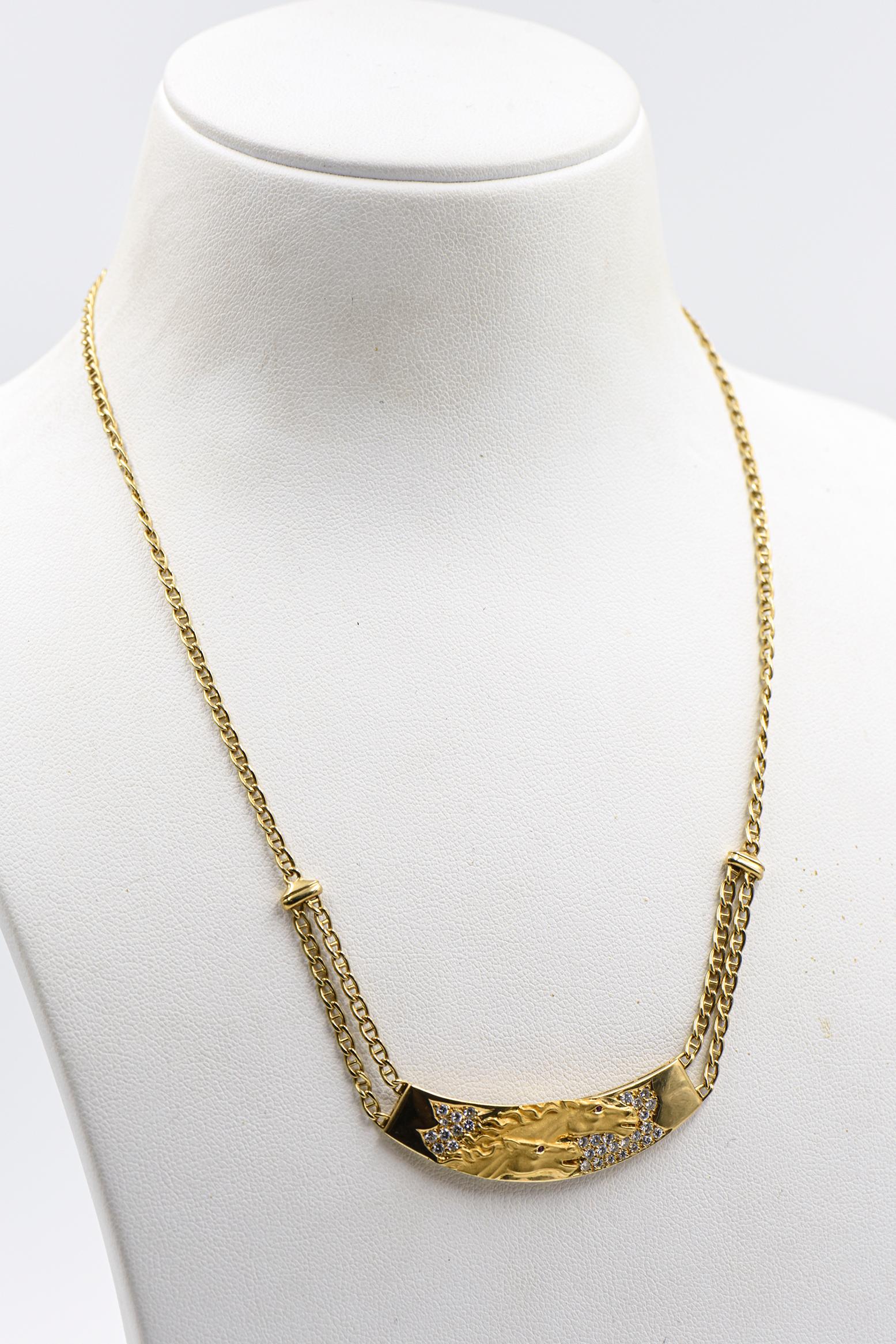Carrera Y Carrera Double Horse Head Diamond Gold Bracelet Necklace Ring 12