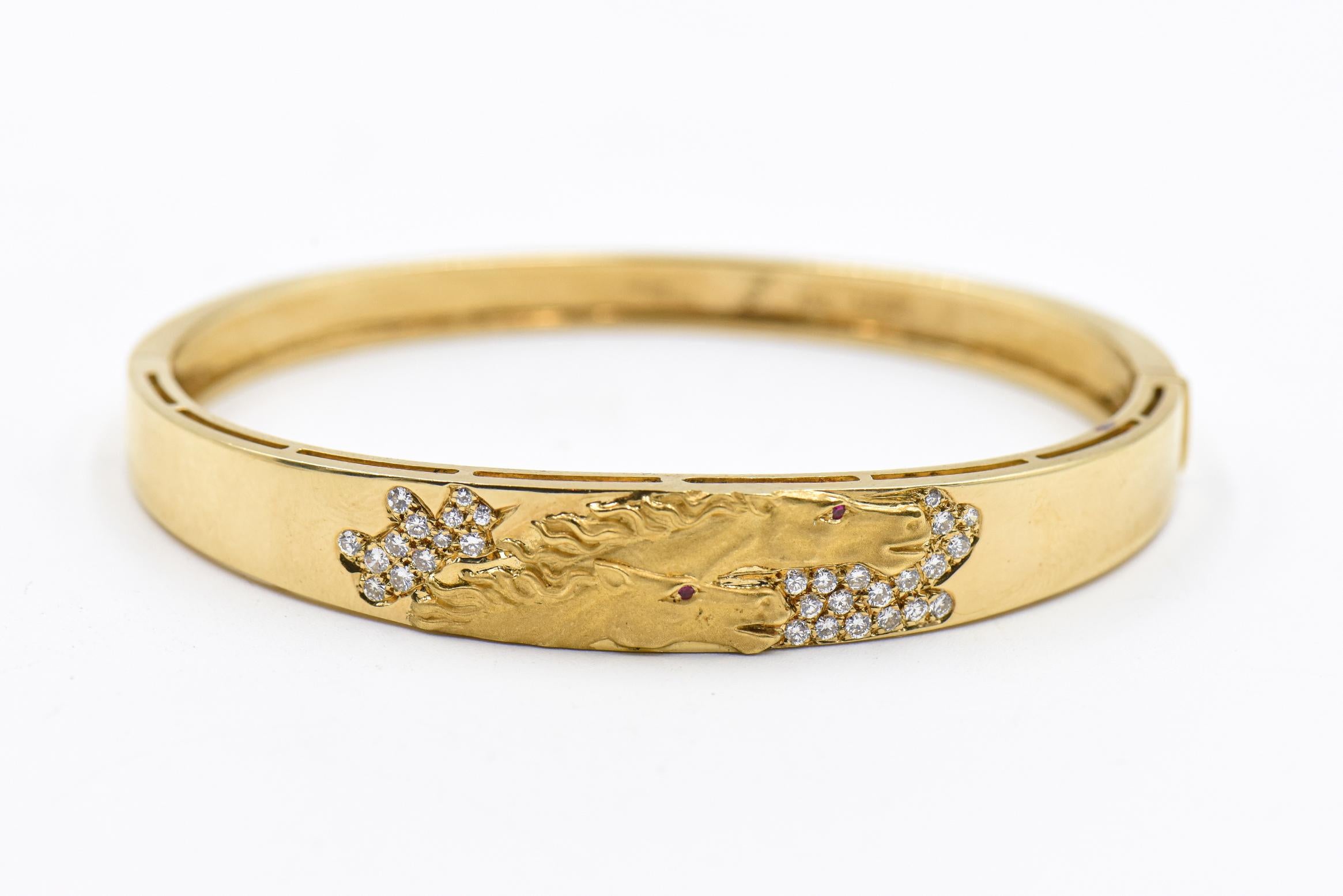 Women's Carrera Y Carrera Double Horse Head Diamond Gold Bracelet Necklace Ring