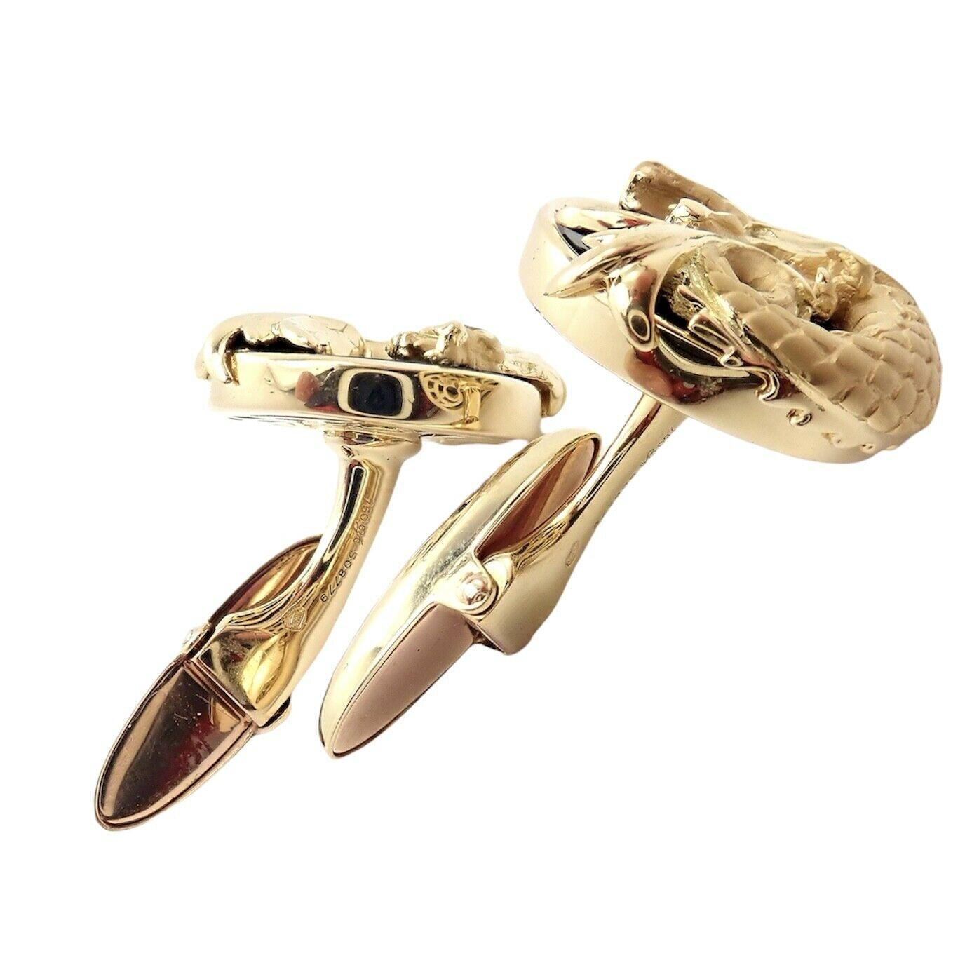 Carrera Y Carrera Dragon Onyx Yellow Gold Cufflinks 3