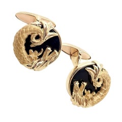 Carrera Y Carrera Dragon Onyx Yellow Gold Cufflinks
