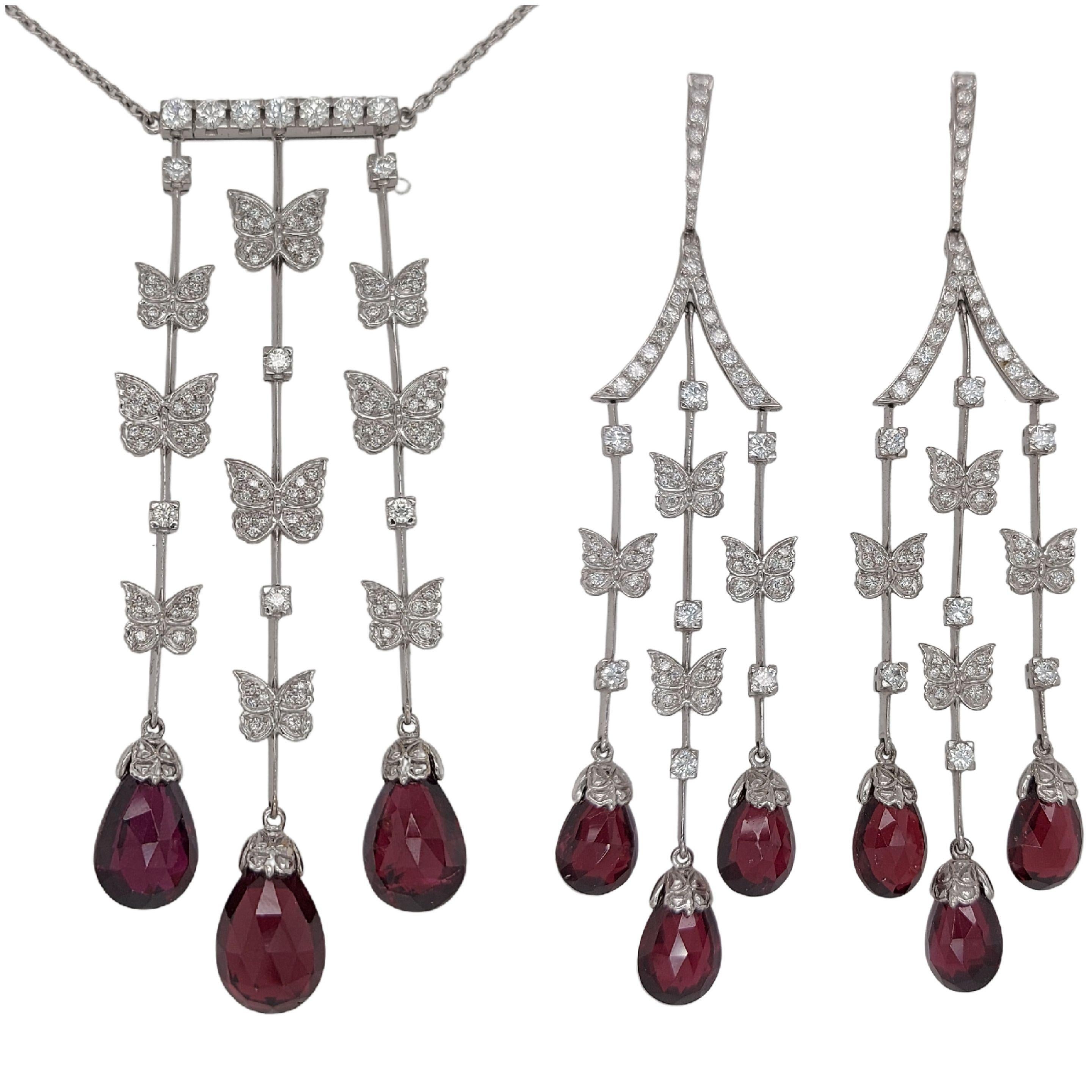 Carrera Y Carrera Earrings Butterfly Collection 18k white Gold Diamonds&Rubelite For Sale 2