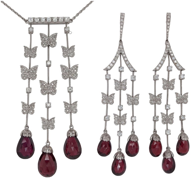 Carrera Y Carrera Earrings Butterfly Collection 18k white Gold Diamonds&Rubelite For Sale 2