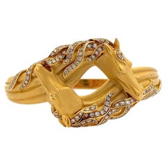 Carrera y Carrera Ecuestre Horse Bangle Bracelet, 1.45ctw Diamond 18 Karat Gold