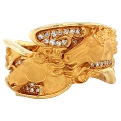 Carrera y Carrera Ecuestre Bague cheval en or jaune 18k diamant Taille 7