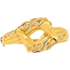 Carrera Y Carrera Ecuestre Diamond 18 Karat Horse Gold Bangle Bracelet