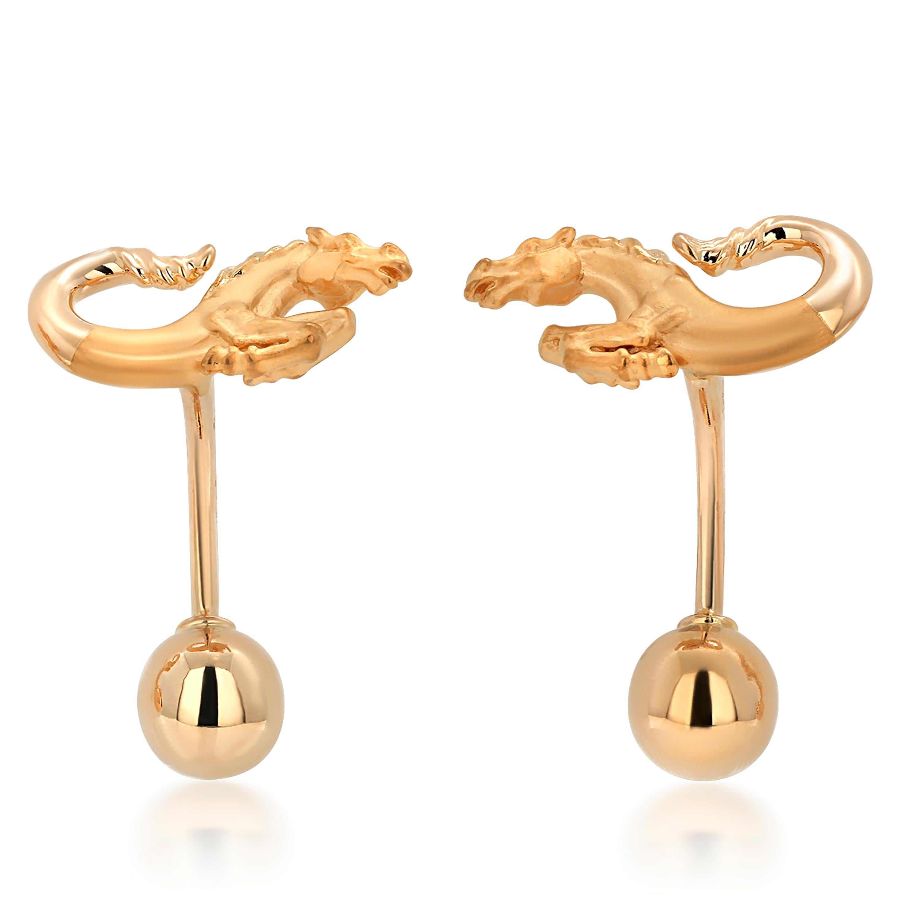 Contemporary Carrera y Carrera Vintage 18 Karat Gold Leaping Horse 0.75 Inch Cufflinks 132643 For Sale