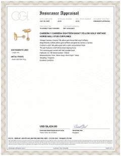 Carrera y Carrera Vintage 18 Karat Gold Leaping Horse 0.75 Inch Cufflinks 132643