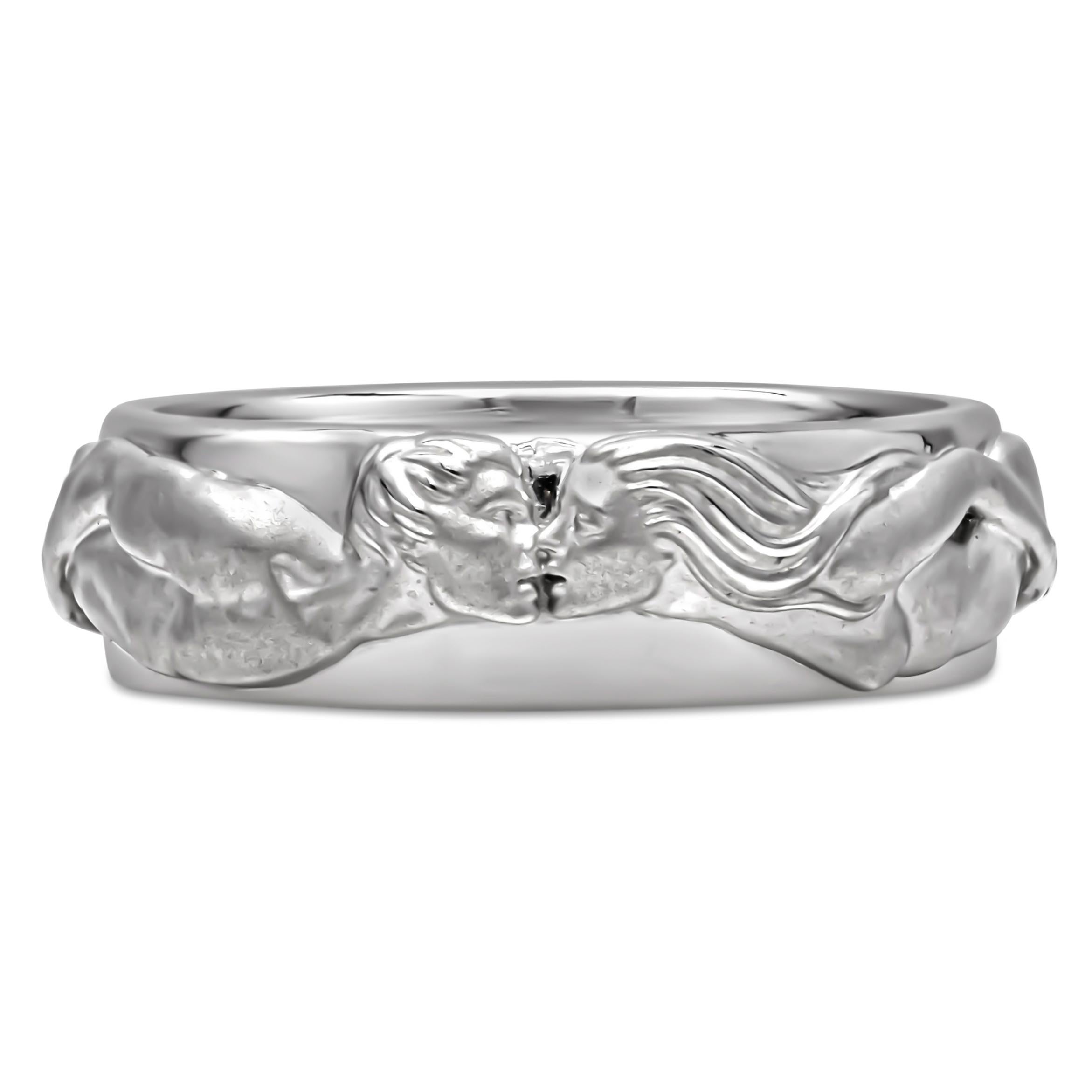 Carrera y Carrera El Beso Ehering aus 18 Karat Weißgold (Zeitgenössisch) im Angebot