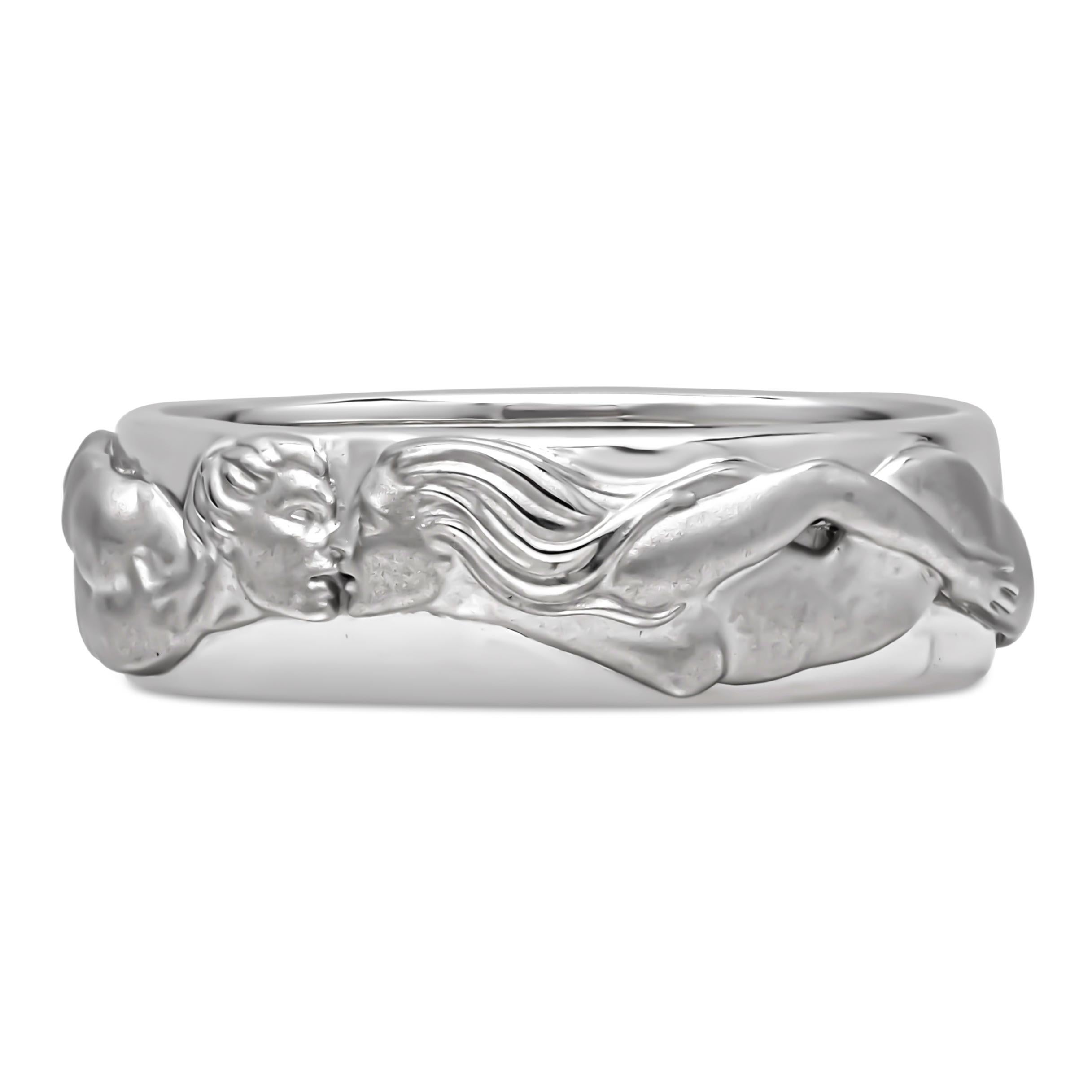 Contemporary Carrera y Carrera El Beso Wedding Ring in 18K White Gold For Sale