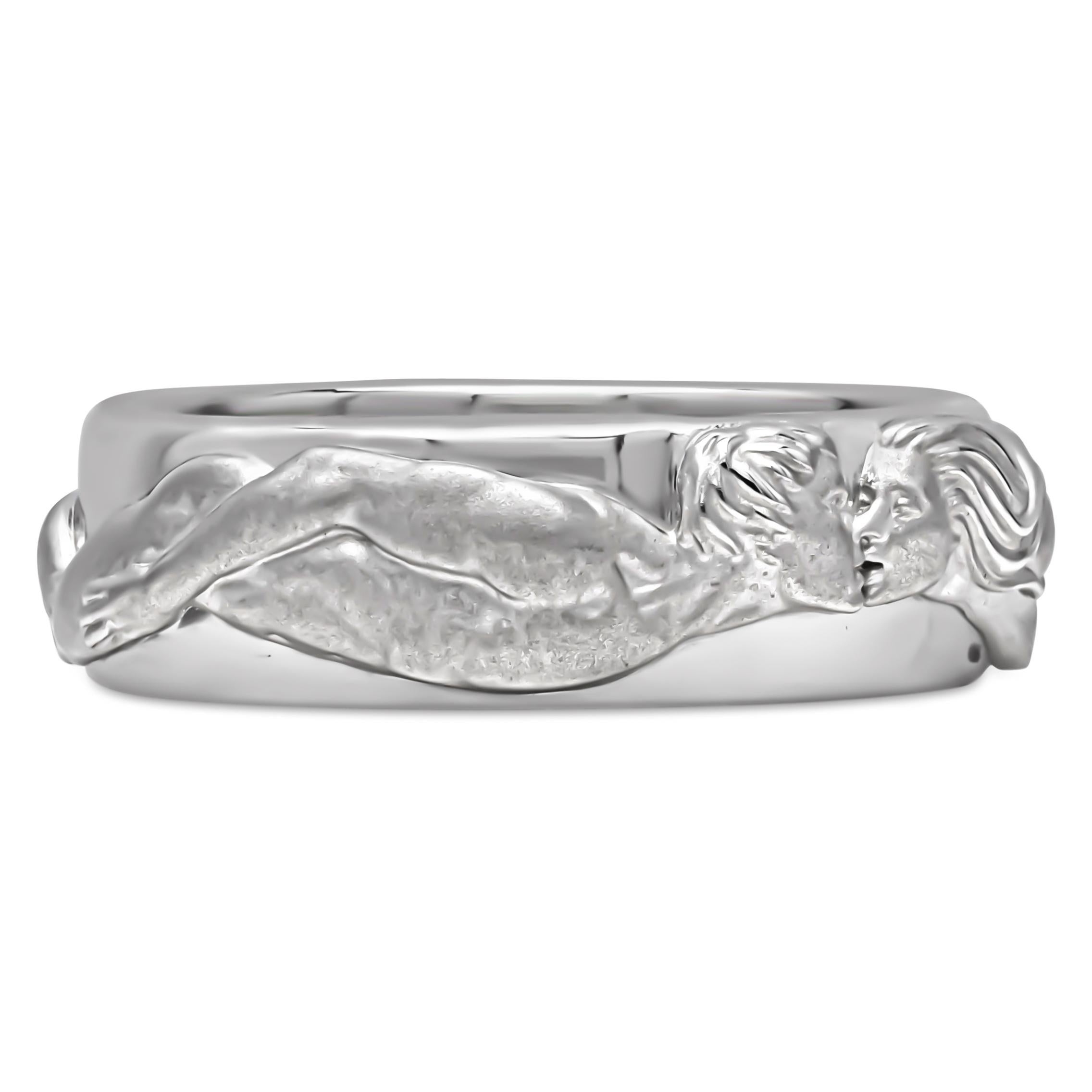 Carrera y Carrera El Beso Ehering aus 18 Karat Weißgold im Angebot 1