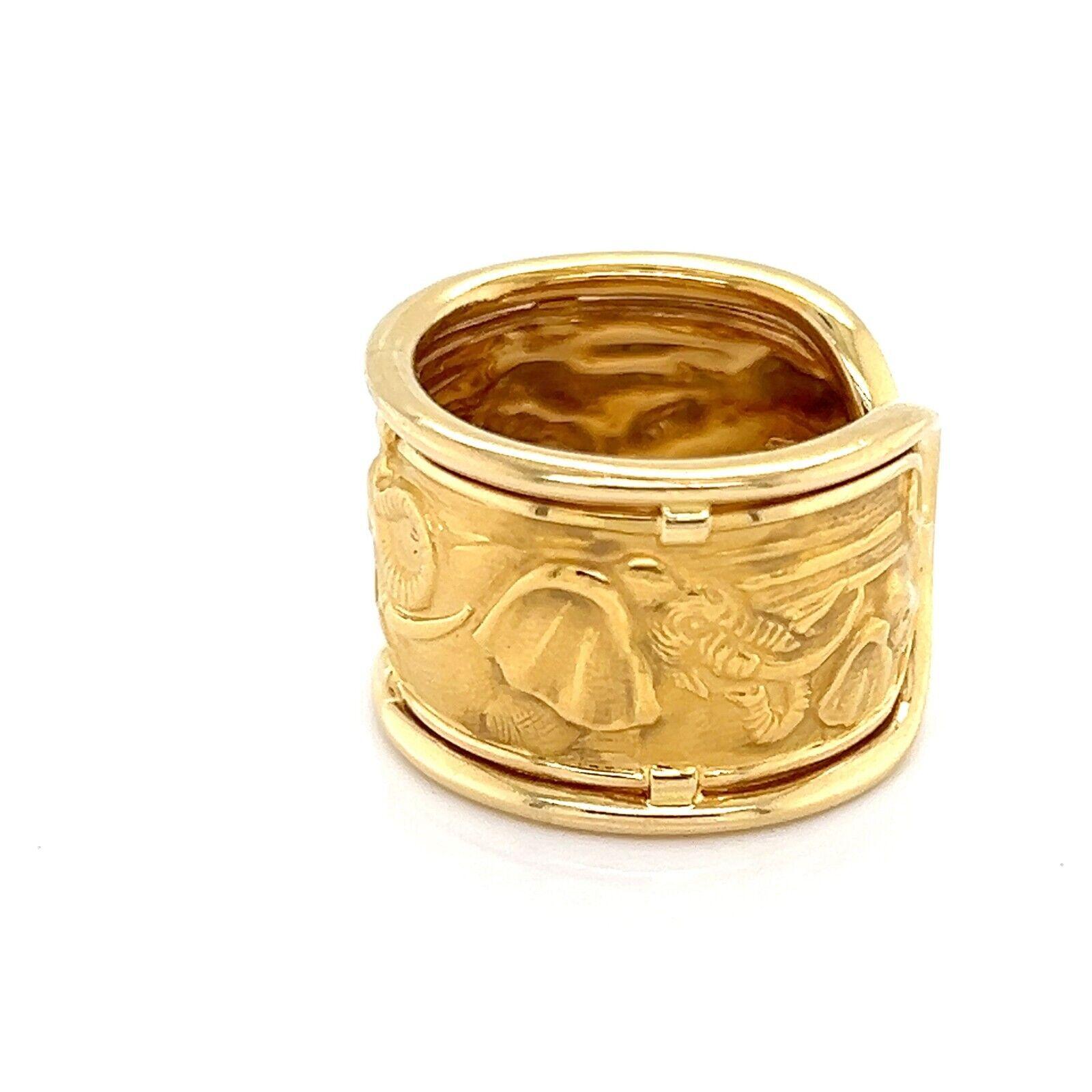 Carrera y Carrera, grande bague manchette éléphant en or jaune 18 carats avec carte - Taille 6 1
