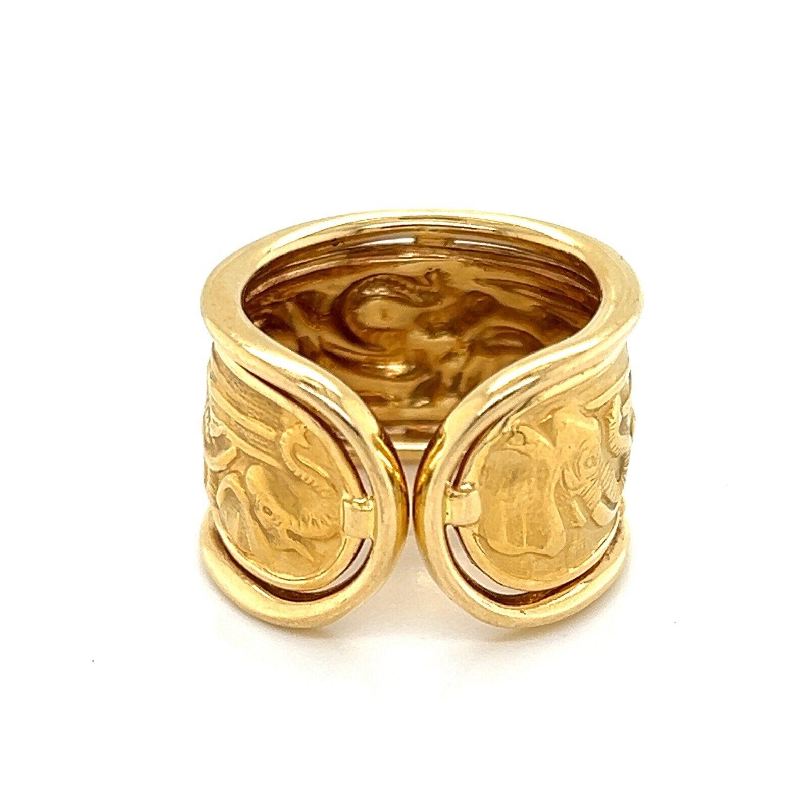 Carrera y Carrera, grande bague manchette éléphant en or jaune 18 carats avec carte - Taille 6 2