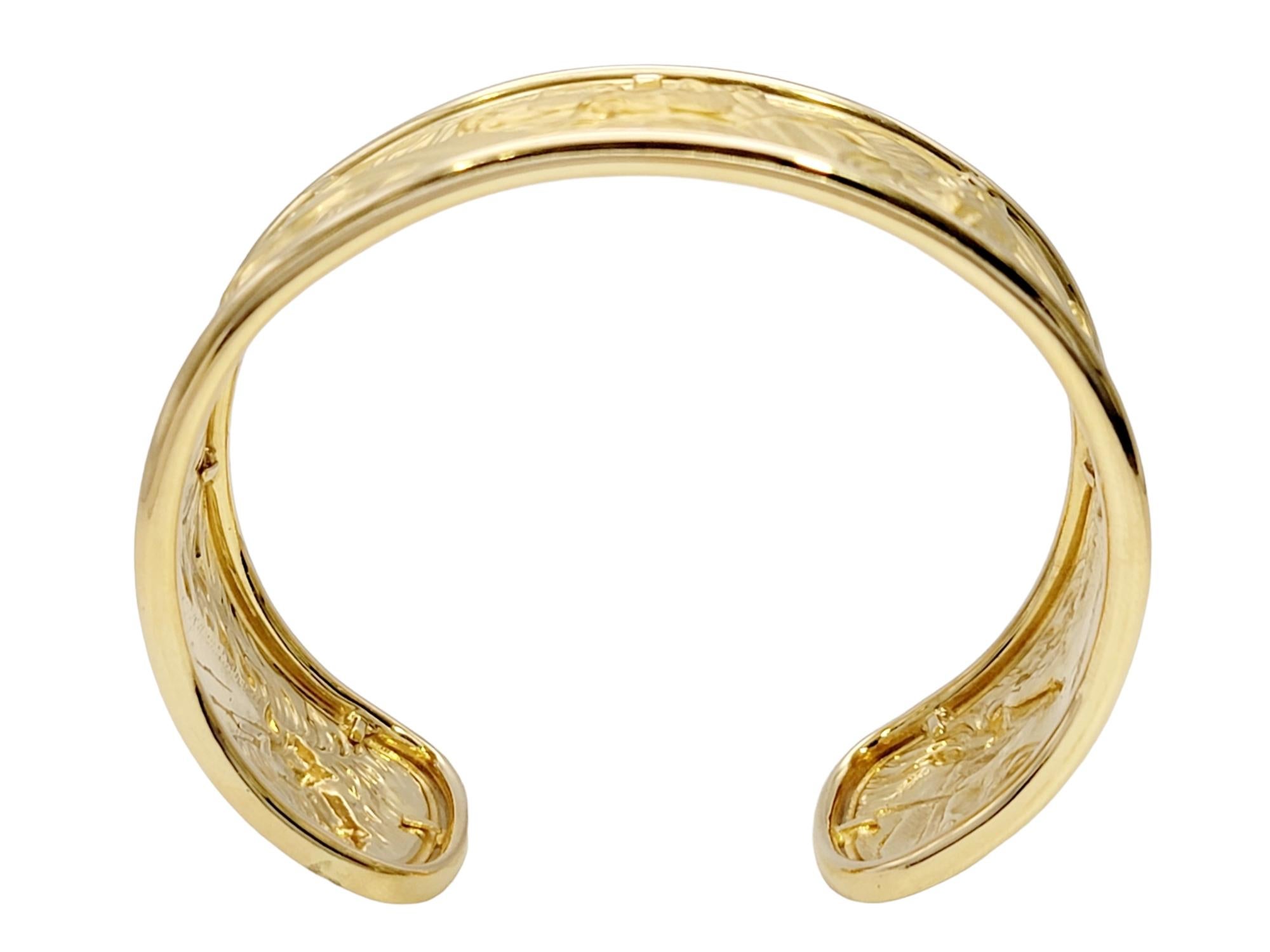 Contemporary Carrera Y Carrera Equestre Horse Wide Cuff Bracelet in 18 Karat Yellow Gold