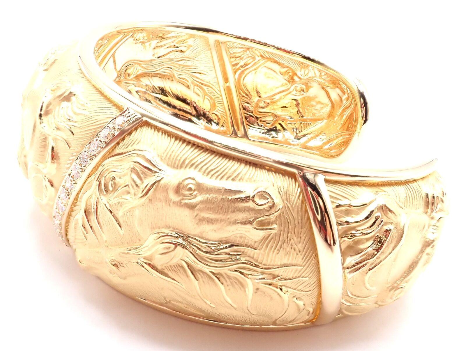 Carrera Y Carrera Equine Horse Diamond Yellow Gold Pendant & Bangle Bracelet Set 1