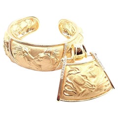 Carrera Y Carrera Equine Horse Diamond Yellow Gold Pendant & Bangle Bracelet Set