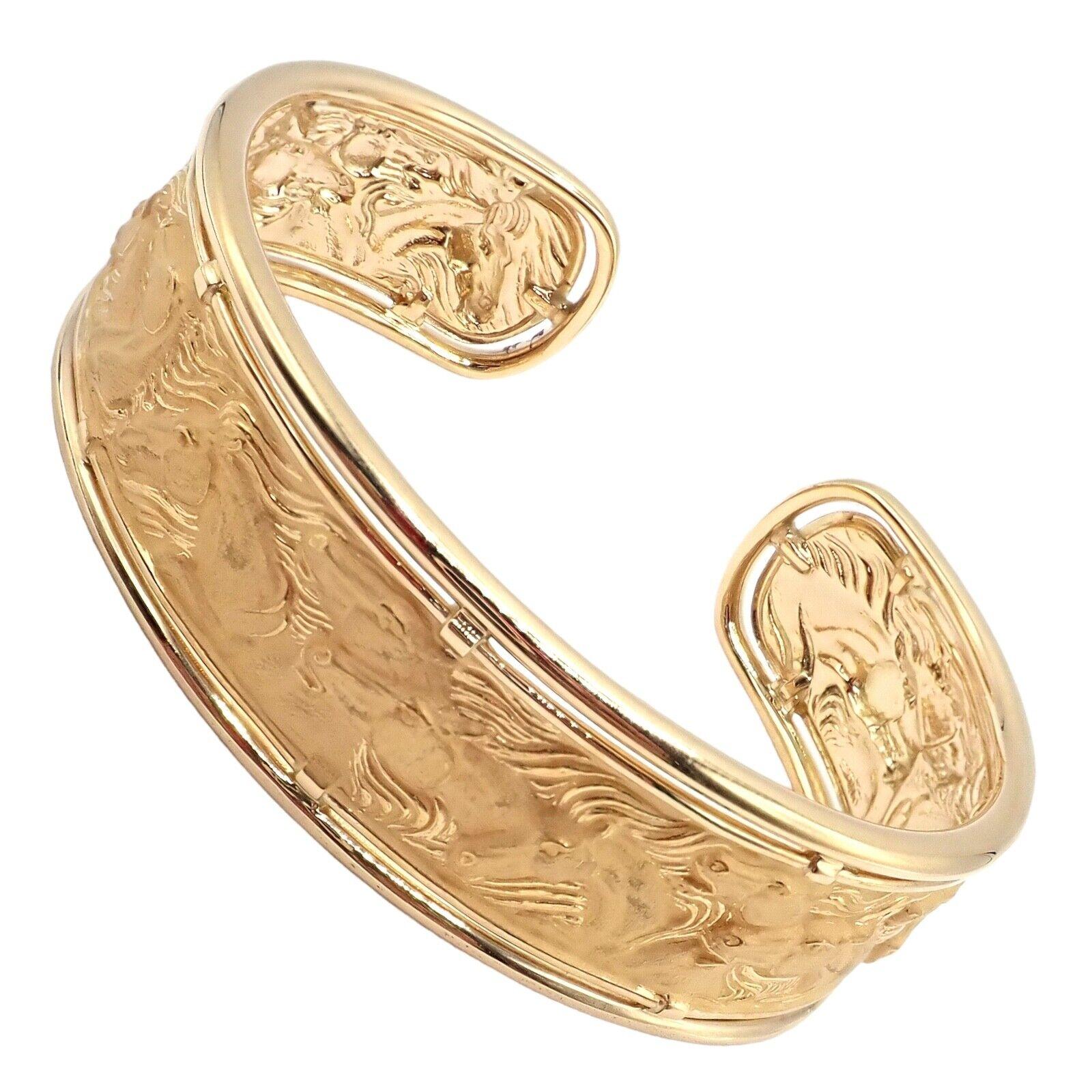 Carrera Y Carrera Equine Horse Stampede Yellow Gold Cuff Bangle Bracelet 8