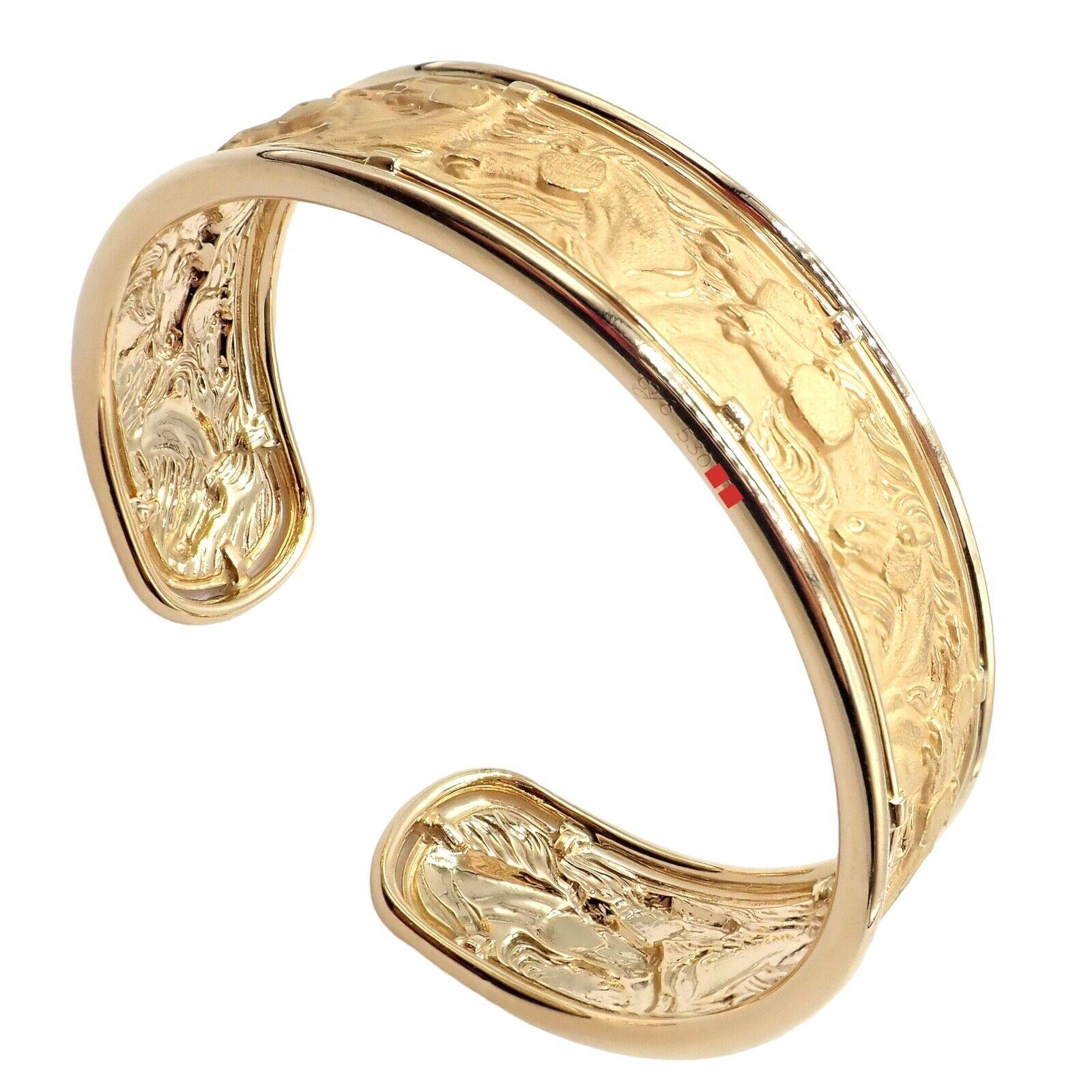 Carrera Y Carrera Equine Horse Stampede Yellow Gold Cuff Bangle Bracelet 1