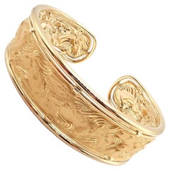 Carrera Y Carrera Equine Horse Stampede Yellow Gold Cuff Bangle Bracelet