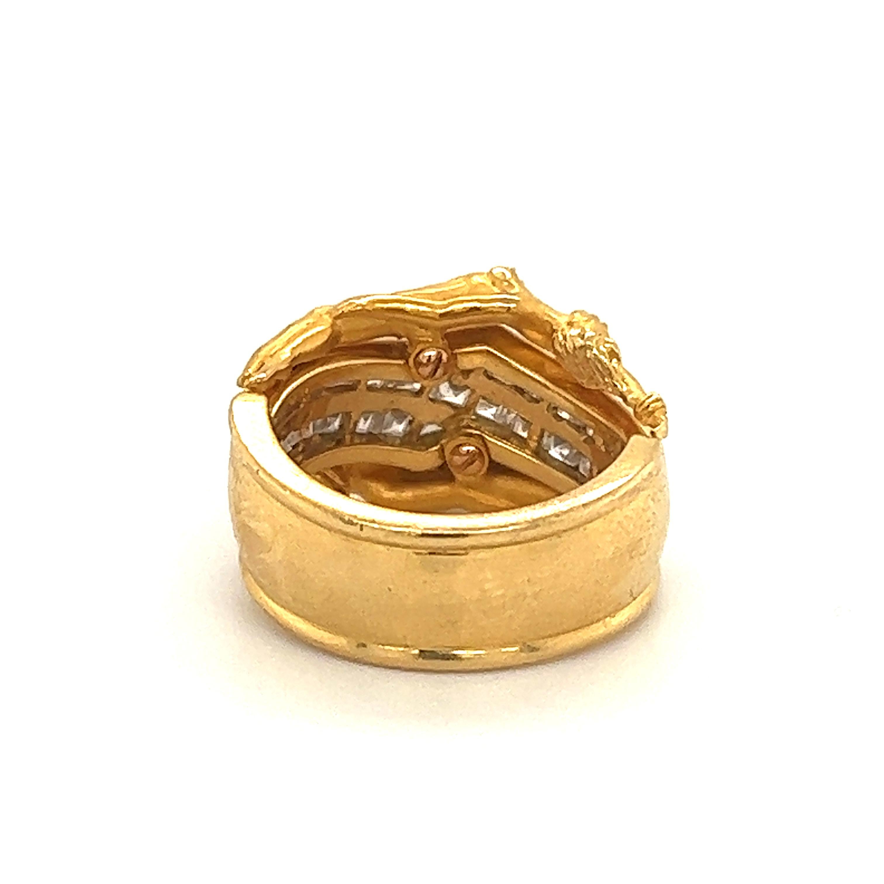 Taille française Carrera y Carrera, bague nus érotiques en or jaune 18 carats et diamants