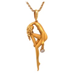 naked girl necklace Carrera y Carrera Figural Pendant Necklace with Diamond in 18 Karat Gold
