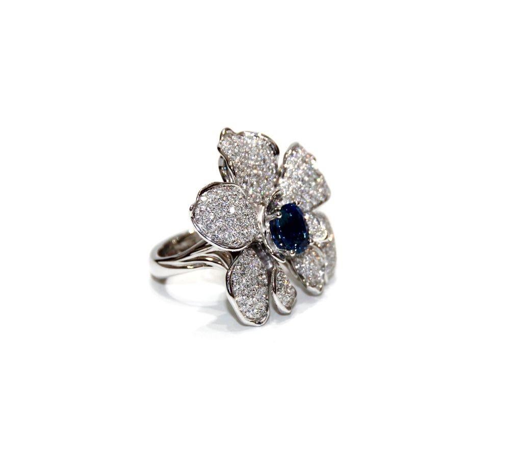 Carrera Y Carrera
Flower Ring 
18K White Gold 23.9gm White Diamonds 2.87cttw Blue Sapphire 2.05ct
Made In Spain
$25,800.00                
