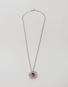 Carrera y Carrera Gardenia Diamonds and Sapphires White Gold Pendant