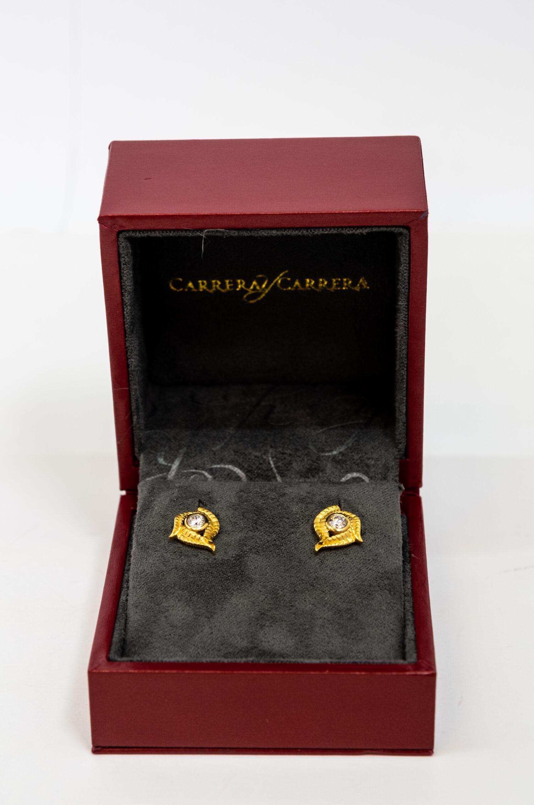 Carrera Y Carrera, boucles d'oreilles Garzas en or jaune 18 carats et diamants, 10069458 Neuf - En vente à North Miami Beach, FL