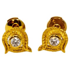 Carrera Y Carrera, boucles d'oreilles Garzas en or jaune 18 carats et diamants, 10069458