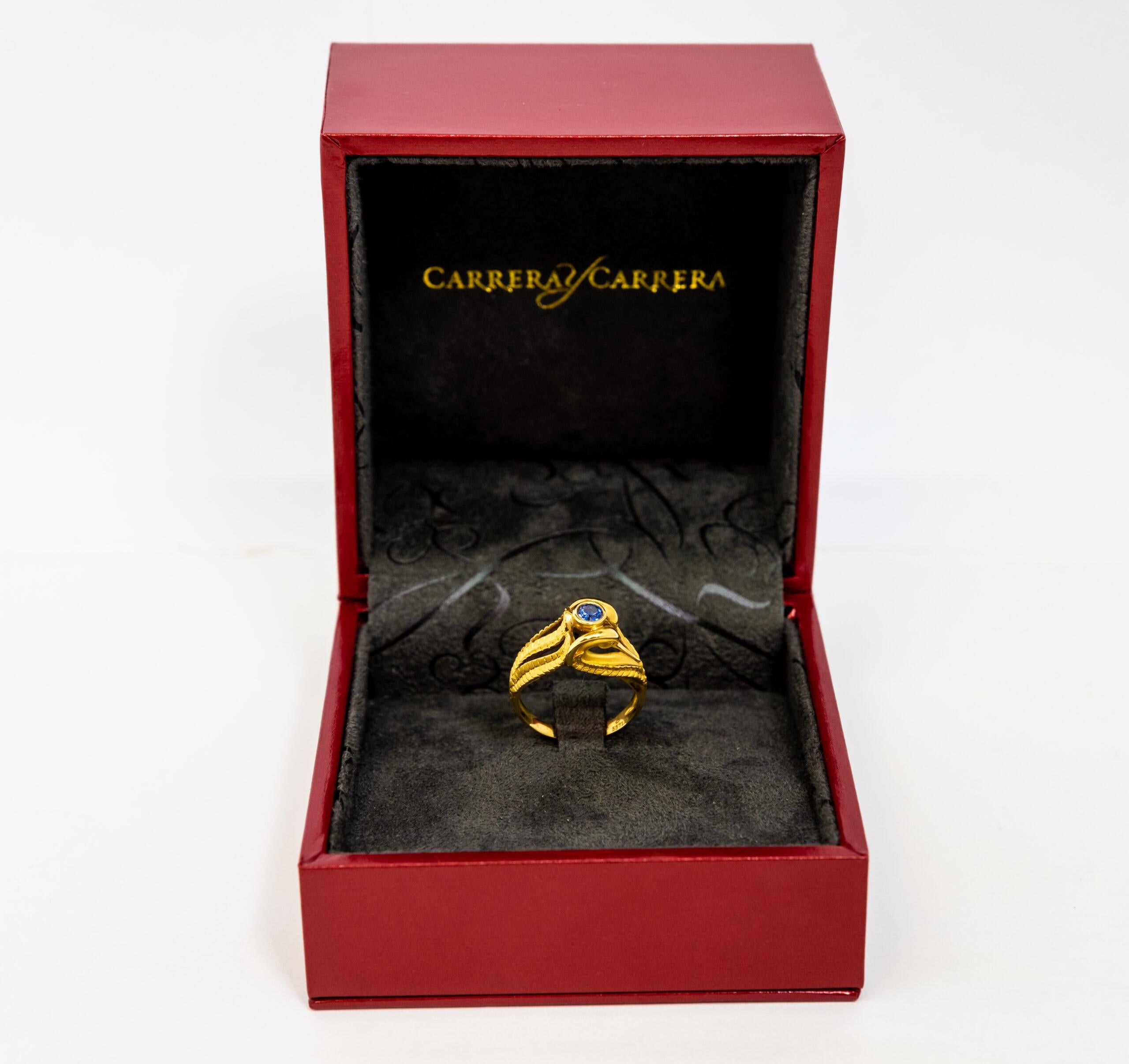 Carrera y Carrera Garzas 18k Yellow Gold and Sapphire Ring, 10070572 In New Condition In North Miami Beach, FL