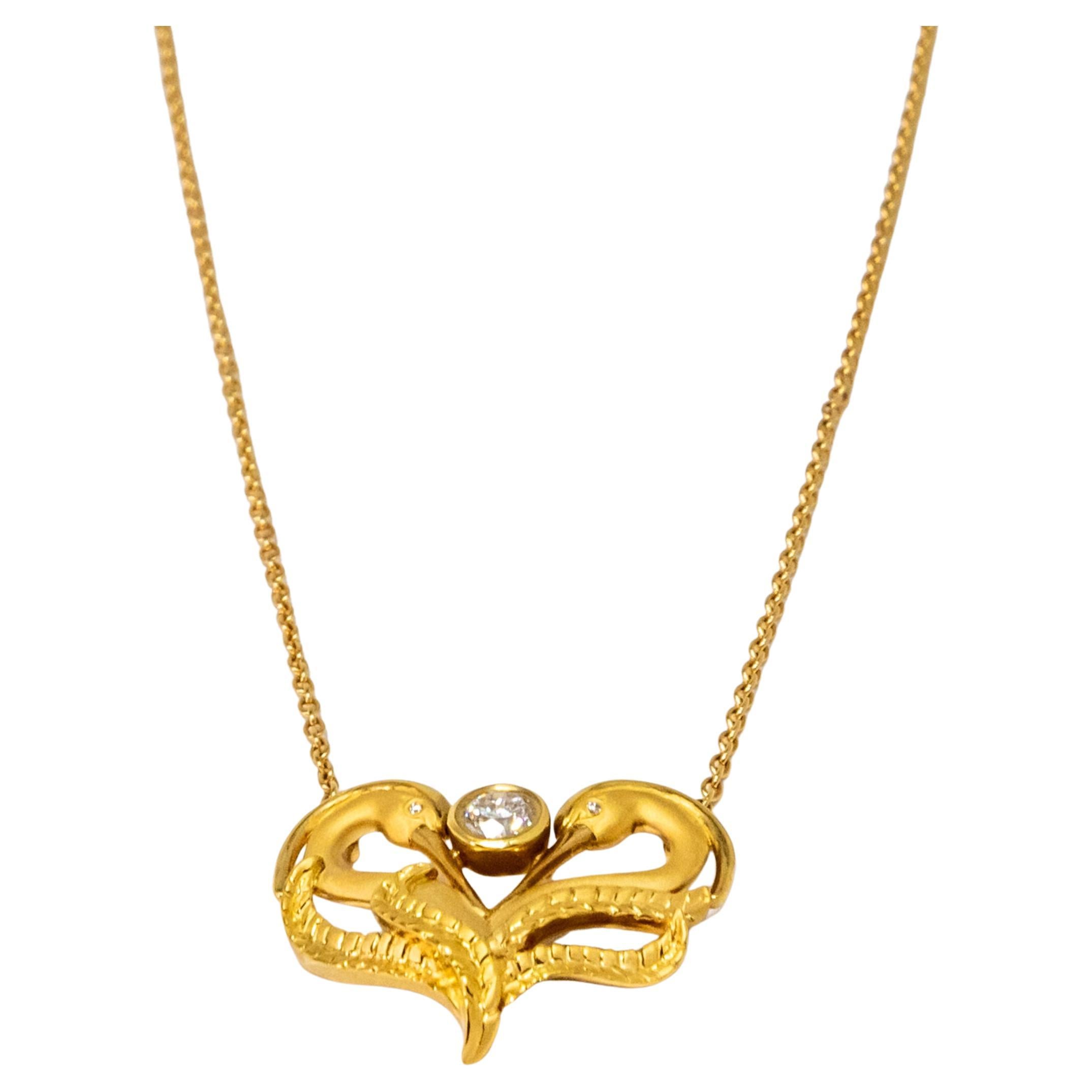 Carrera y Carrera Garzas 18k Yellow Gold & Diamonds Pendant, 10069463 For Sale