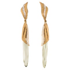 Carrera y Carrera Garzas Earrings in 18kt gold with prasiolites and diamonds