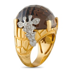 Carrera y Carrera Giraffe 18K Yellow Gold Smokey Quartz Ring CC09-060326