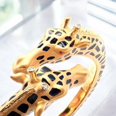 Carrera Y Carrera Giraffen-Armreif aus Gelbgold mit Diamanten und Emaille